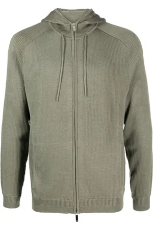 Emporio Armani Kapuzenjacke aus geripptem Strick