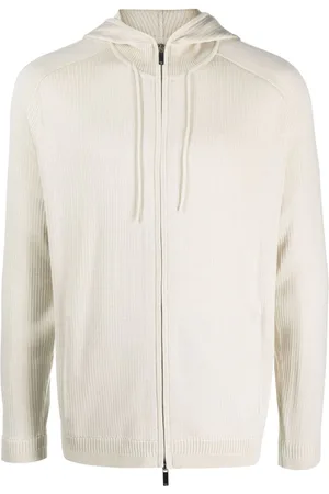 Emporio Armani Kapuzenjacke aus geripptem Strick