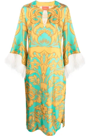 La DoubleJ Seidenkaftan mit Blumen-Print