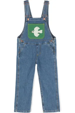Mini Rodini X Wrangler Jeans-Latzhose mit Friedenstaube
