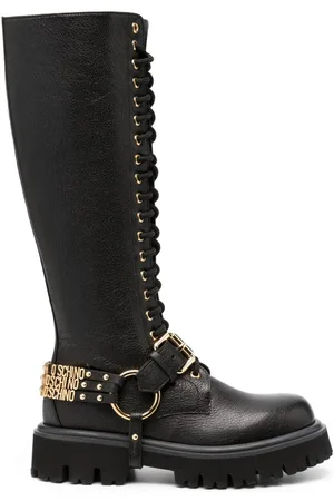 Moschino Stiefel mit Logo-Schild