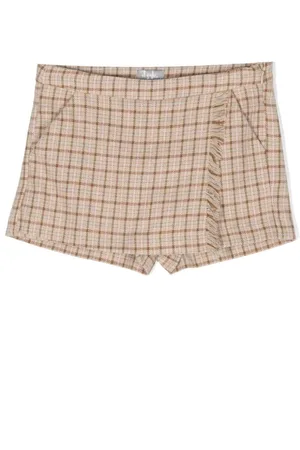 Il gufo Karierte Shorts mit Fransen