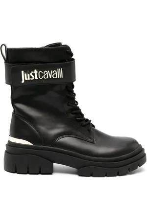 Roberto Cavalli Stiefel mit Logo-Schild