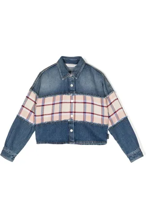 Palm Angels Jeanshemd mit kariertem Streifen