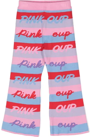 Pinko Gestreifte Hose mit Intarsien-Slogan