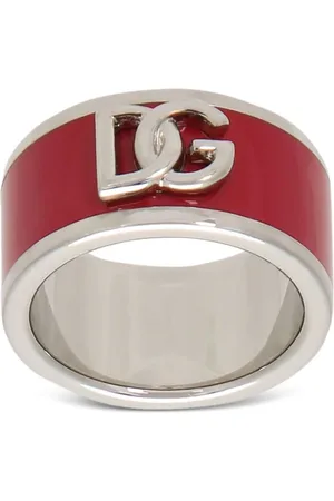 Dolce & Gabbana Emaillierter Ring mit Logo-Schild