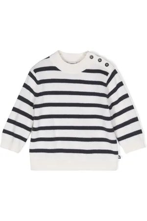 Petit Bateau Gestreifter Pullover mit Knöpfen
