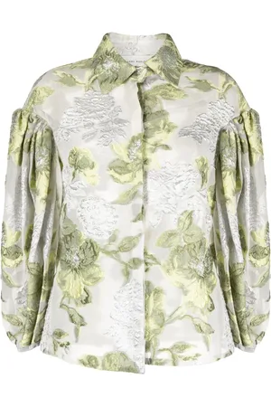 GEMY MAALOUF Jacquard-Bluse mit Puffärmeln