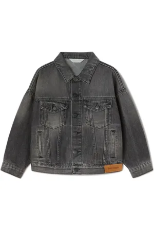 Palm Angels Ausgeblichene Jeansjacke mit Flammen