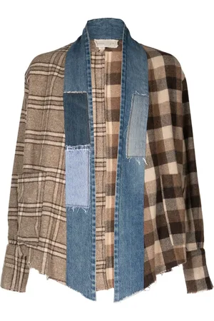 GREG LAUREN Offene Jacke im Patchwork-Look