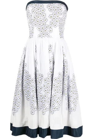 GEMY MAALOUF Schulterfreies Kleid mit Blumen-Print