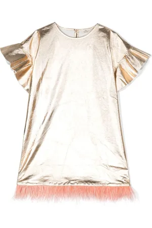 Le pandorine Gerüschtes Kleid im Metallic-Look