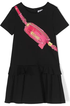Moschino Gerüschtes Kleid mit Logo-Print