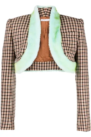 AREA Cropped-Jacke mit Faux Fur