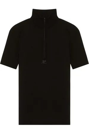 Courrèges Stehkragen-T-Shirt mit Logo-Applikation