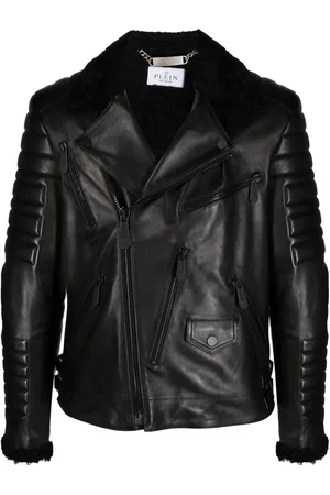 Philipp Plein Lederjacke mit Logo-Prägung
