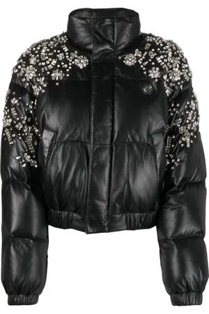 Philipp Plein Lederjacke mit Kristallen