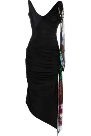 Marine Serre Asymmetrisches Kleid mit Drapierung