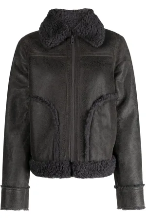 Zadig & Voltaire Lederjacke mit Shearling-Besatz