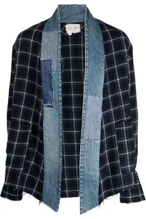 GREG LAUREN Karierter Kimono im Patchwork-Look