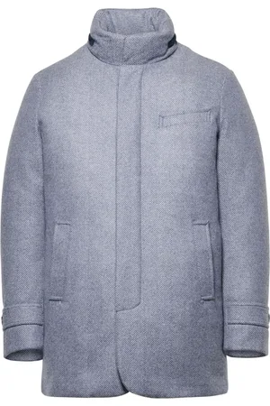 Norwegian Wool Gefütterte Jacke mit Fischgrätenmuster