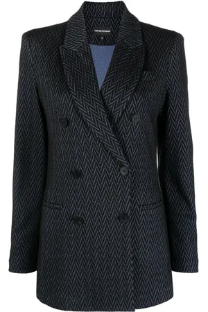 Emporio Armani Doppelreihiger Blazer mit Fischgrätenmuster