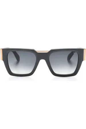 Philipp Plein Eckige Sonnenbrille mit Logo-Schild