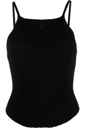 Courrèges Geripptes Stricktop mit Logo