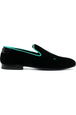 Philipp Plein Samt-Loafer mit aufgesticktem Slogan