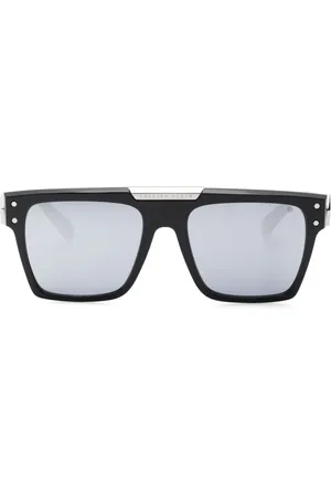 Philipp Plein Eckige Sonnenbrille mit Logo-Schild