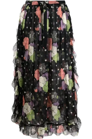 Etro Gerüschter Midirock mit Blumen-Print