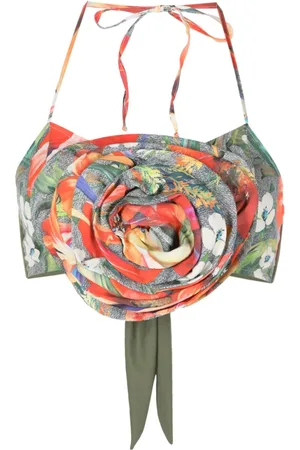 AMIR SLAMA Cropped-Top mit Blumenapplikation