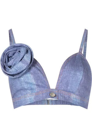 AMIR SLAMA Cropped-Top mit Blumenapplikation