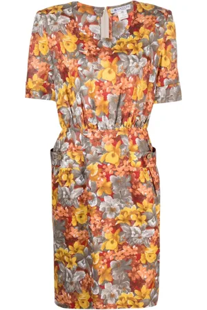 Lanvin 1980 Kleid mit Blumen-Print
