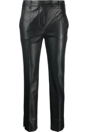 Incotex Kunstlederhose mit schmalem Schnitt