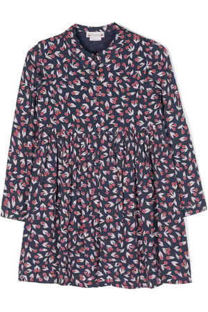 BONPOINT Gerafftes Kleid mit Kirschen-Print