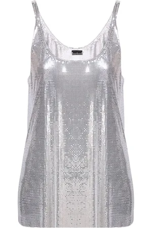 Paco rabanne Netztop im Metallic-Look