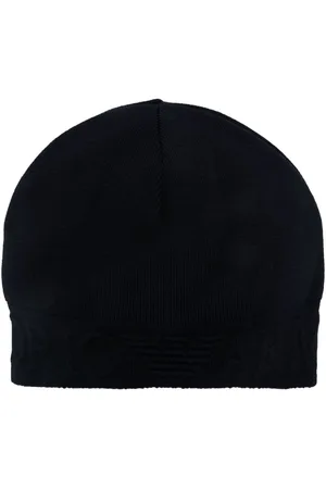 Emporio Armani Gerippte Beanie mit Logo-Prägung