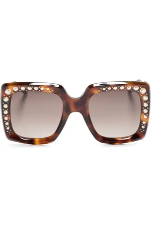 Carolina Herrera Kristallverzierte Sonnenbrille mit Logo-Print