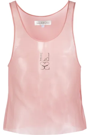 Ludovic De Saint Sernin Semi-transparentes Top mit Strass