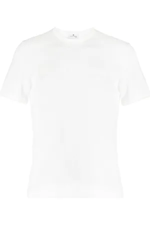 Courrèges Perforiertes T-Shirt mit Logo-Stickerei