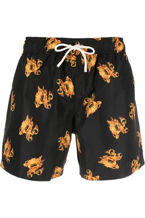 Palm Angels Burning Badeshorts mit Monogramm-Print