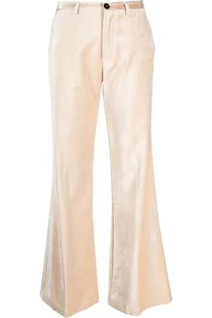 FORTE FORTE Straight-Leg-Hose in Samtoptik