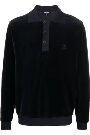 Giorgio Armani Poloshirt aus Samt mit Logo-Stickerei