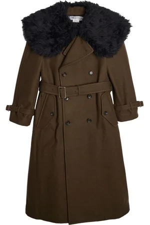 Comme des Garçons Melton Mantel mit Faux-Fur-Kragen