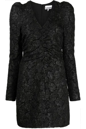 Ganni Jacquard-Kleid mit V-Ausschnitt
