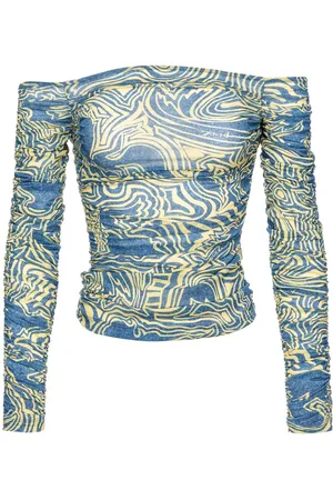 Pinko Schulterfreies Cropped-Oberteil mit Print