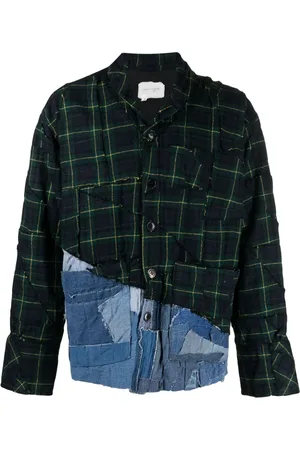 GREG LAUREN Hemdjacke im Patchwork-Look