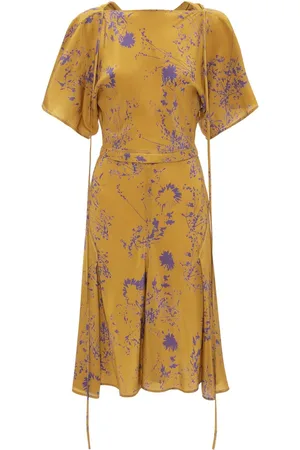 Victoria Beckham Ausgestelltes Seidenkleid mit drapierten Ärmeln