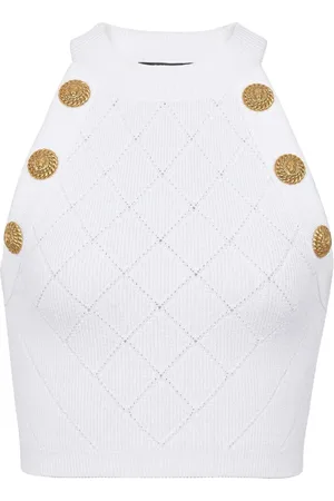 Balmain Gestricktes 6-Button Cropped-Top